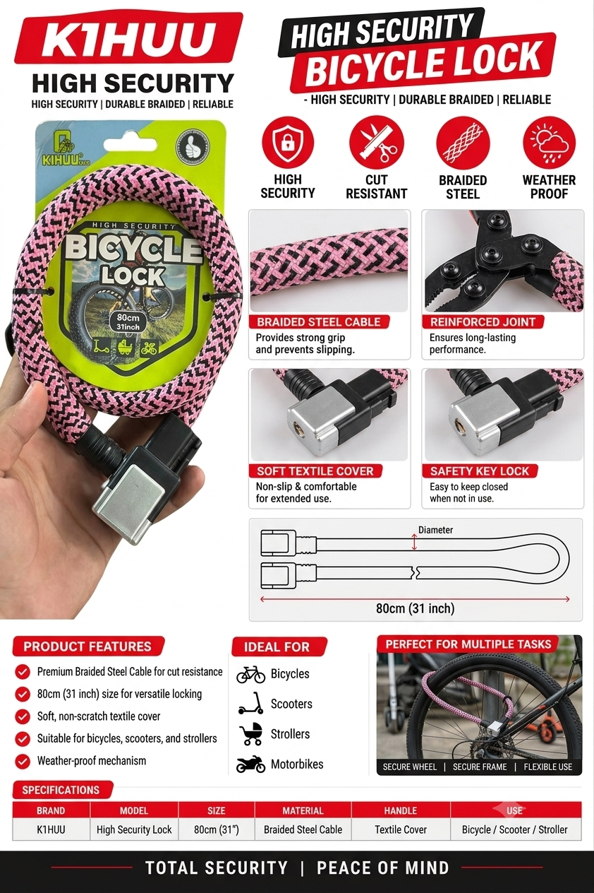 High Security Braided Bicycle Lock
