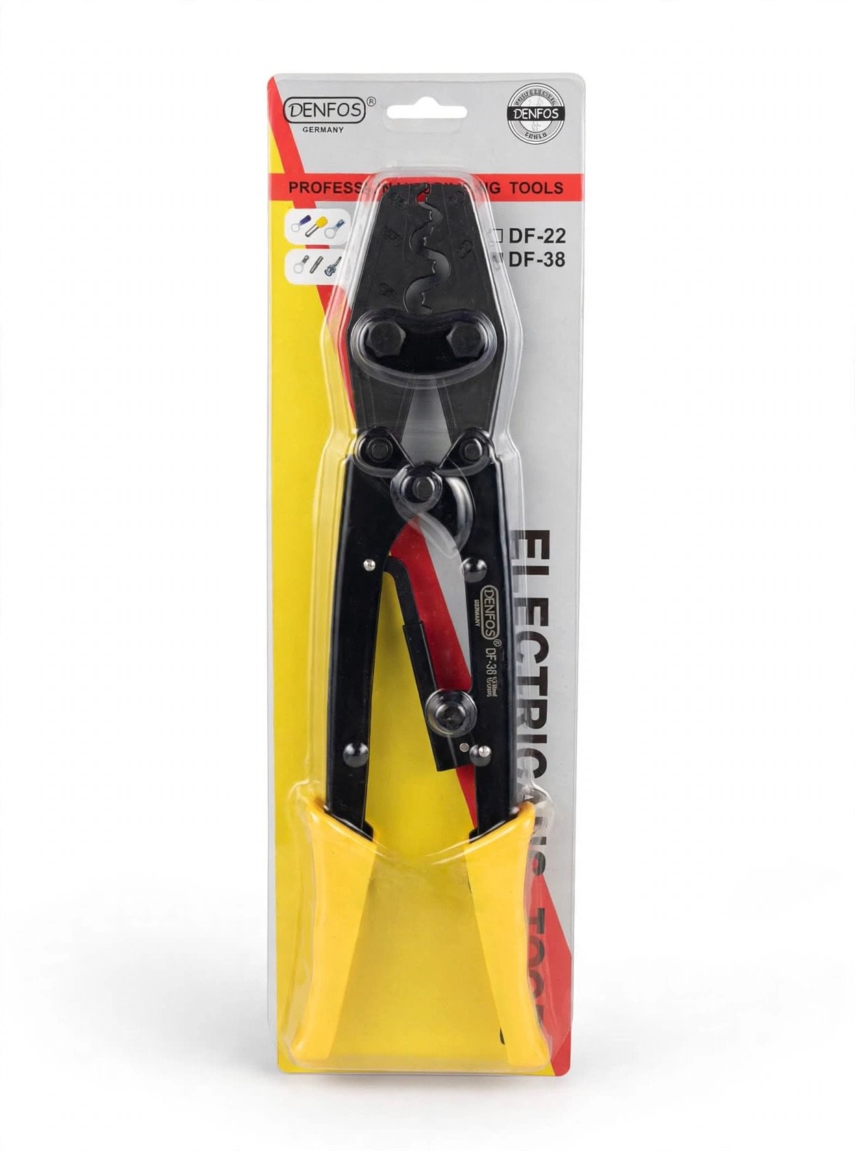 DENFOS GERMANY DF-38 Professional Crimping Tool - Lug Crimper - Non-Insulated Terminal Crimper