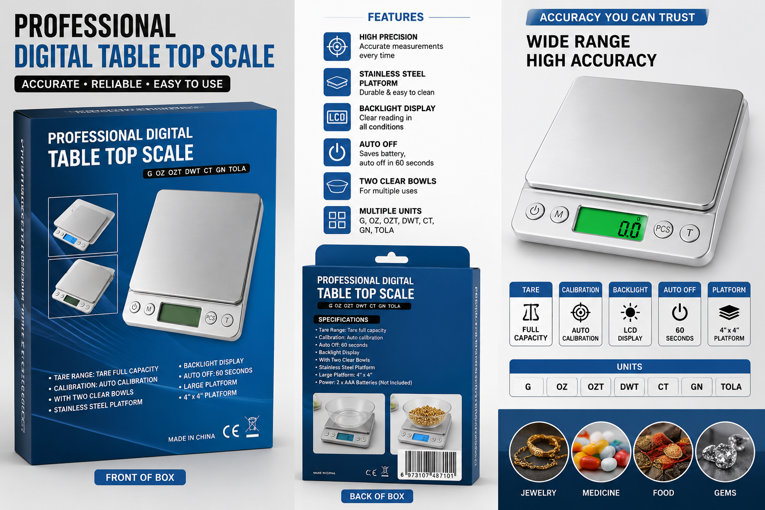 Professional Digital Table Top Scale 4x4"